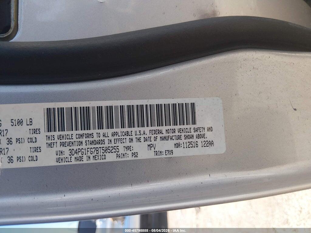 3D4PG1FG7BT505255 2011 DODGE JOURNEY photo no. 9