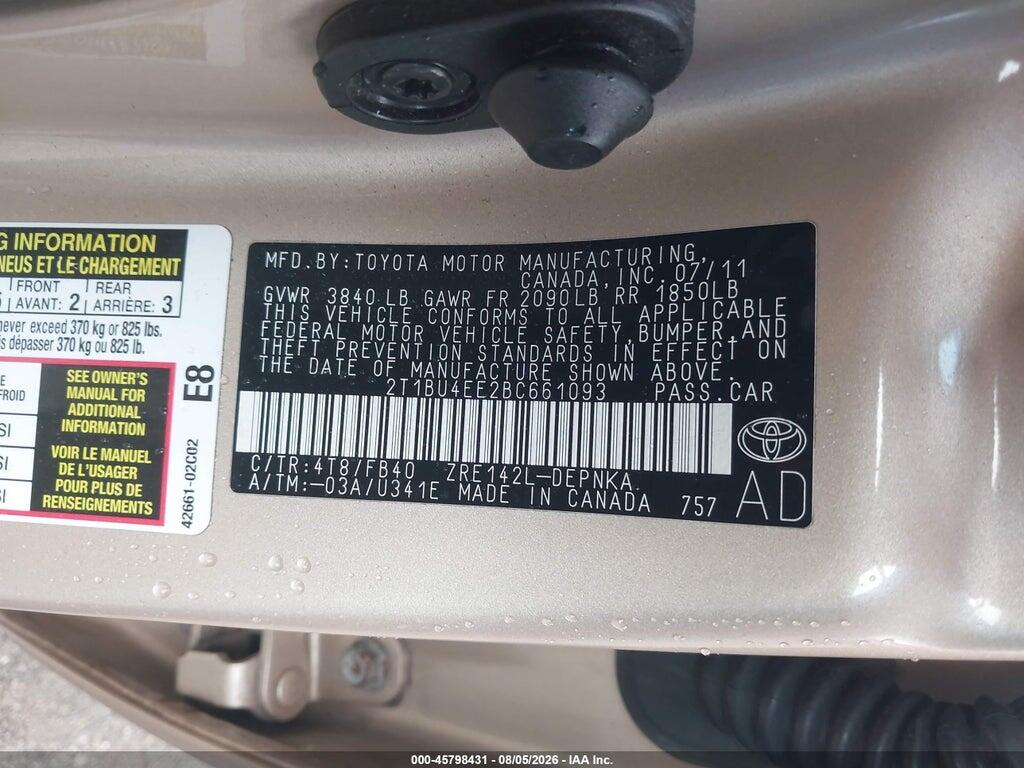 2T1BU4EE2BC661093 2011 TOYOTA COROLLA photo no. 9
