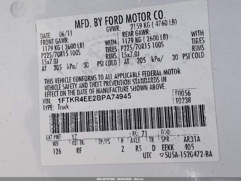 1FTKR4EE2BPA74945 2011 FORD RANGER photo no. 9
