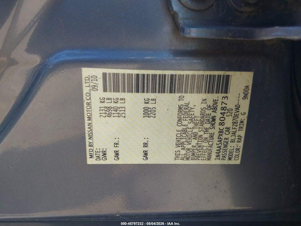 1N4AA5APXBC804873 2011 NISSAN MAXIMA photo no. 9
