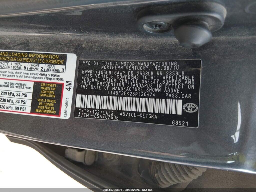 4T4BF3EK2BR130474 2011 TOYOTA CAMRY photo no. 7