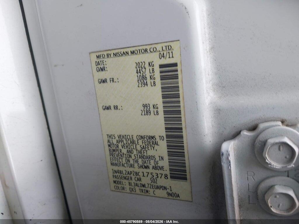 1N4BL2AP2BC175378 2011 NISSAN ALTIMA photo no. 9