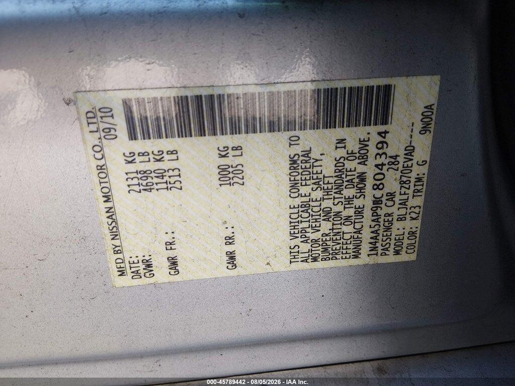 1N4AA5AP9BC804394 2011 NISSAN MAXIMA photo no. 9