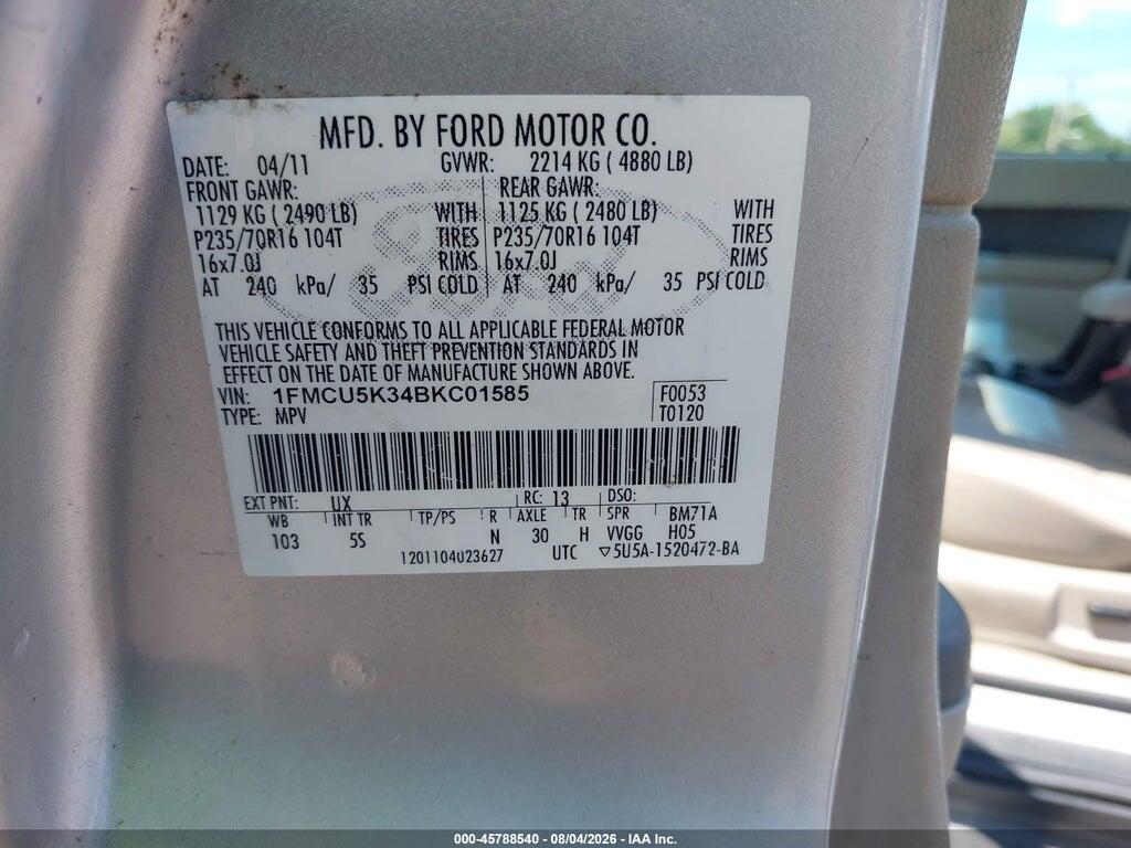 1FMCU5K34BKC01585 2011 FORD ESCAPE HYBRID photo no. 9