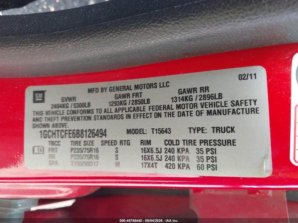 1GCHTCFE6B8126494 2011 CHEVROLET COLORADO photo no. 9