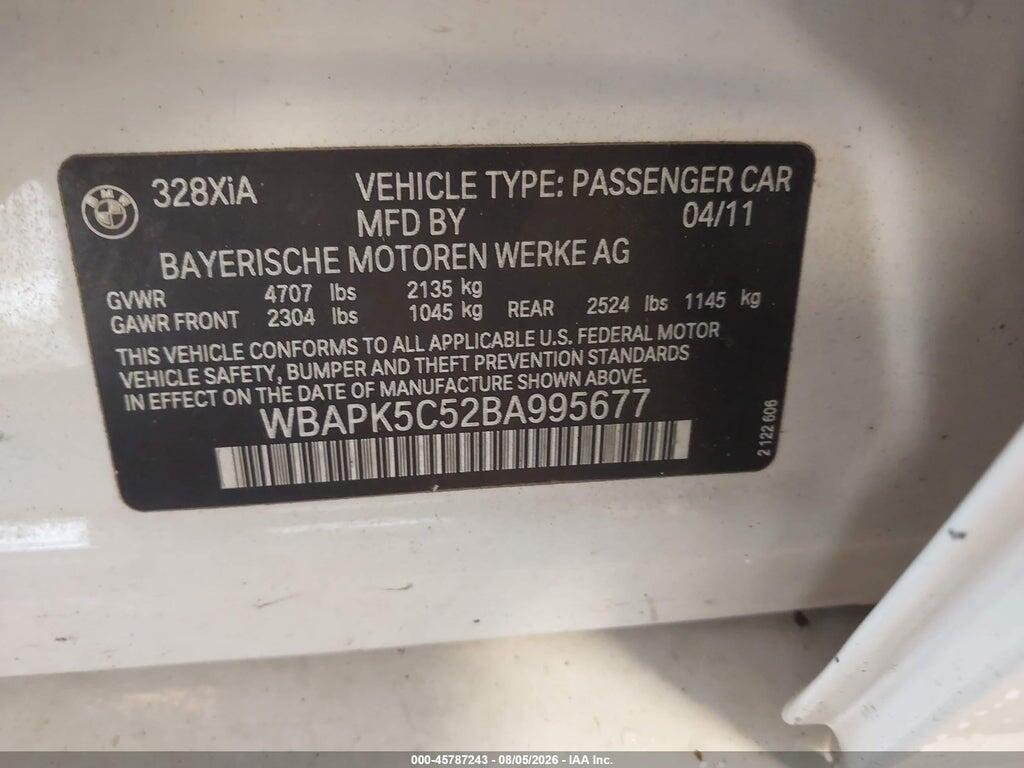 WBAPK5C52BA995677 2011 BMW 328I photo no. 9