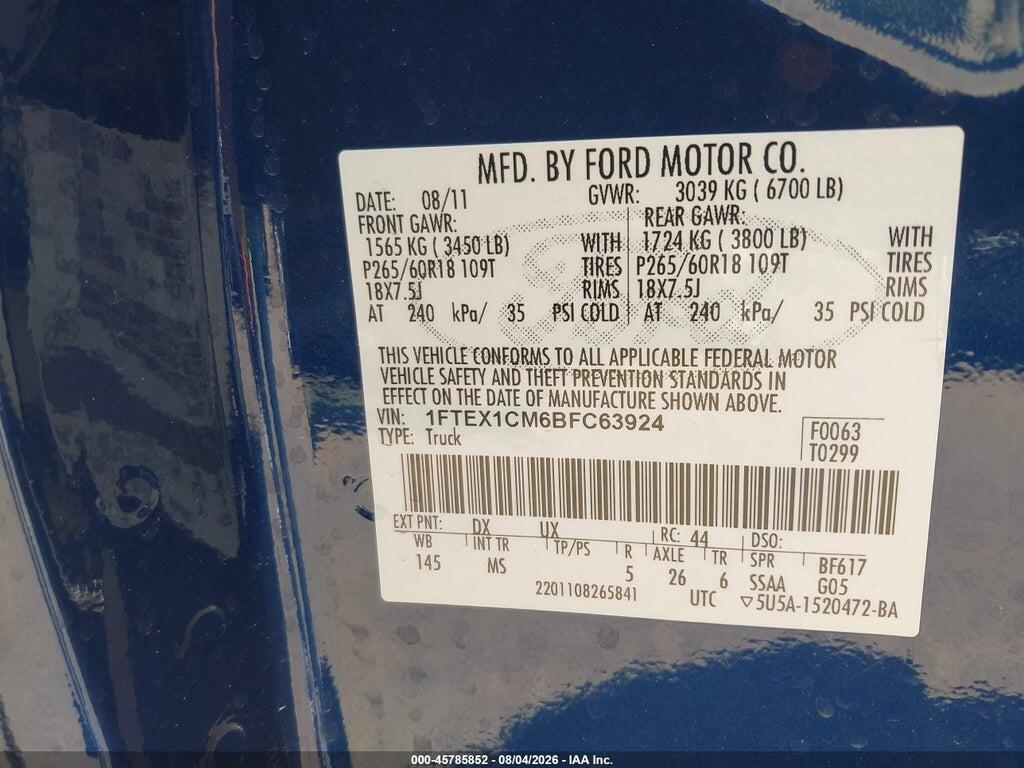 1FTEX1CM6BFC63924 2011 FORD F-150 photo no. 9
