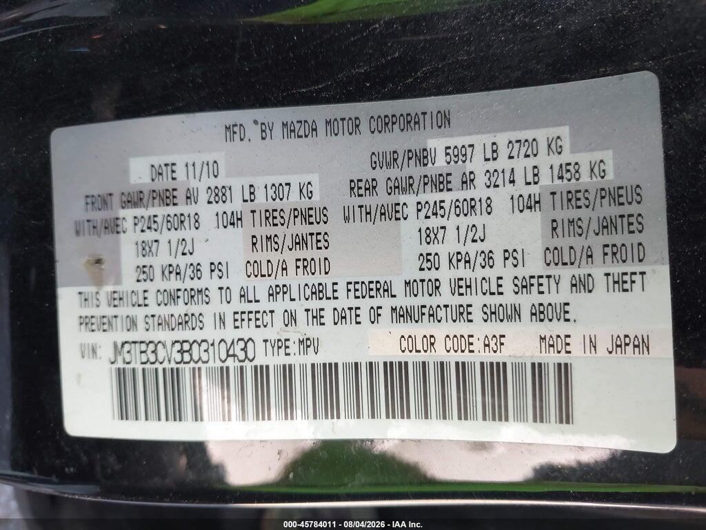 JM3TB3CV3B0310430 2011 MAZDA CX-9 photo no. 9