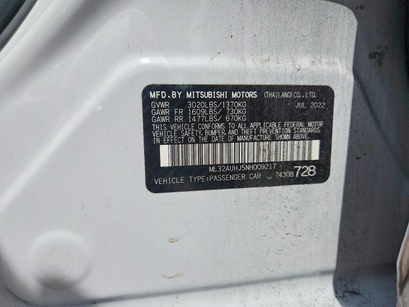 ML32AUHJ5NH009217 2022 MITSUBISHI MIRAGE photo no. 12