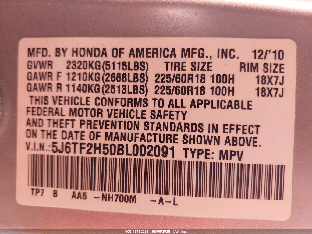 5J6TF2H50BL002091 2011 HONDA ACCORD CROSSTOUR photo no. 9