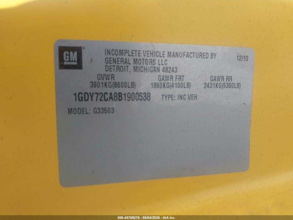 1GDY72CA8B1900538 2011 GMC SAVANA CUTAWAY photo no. 8