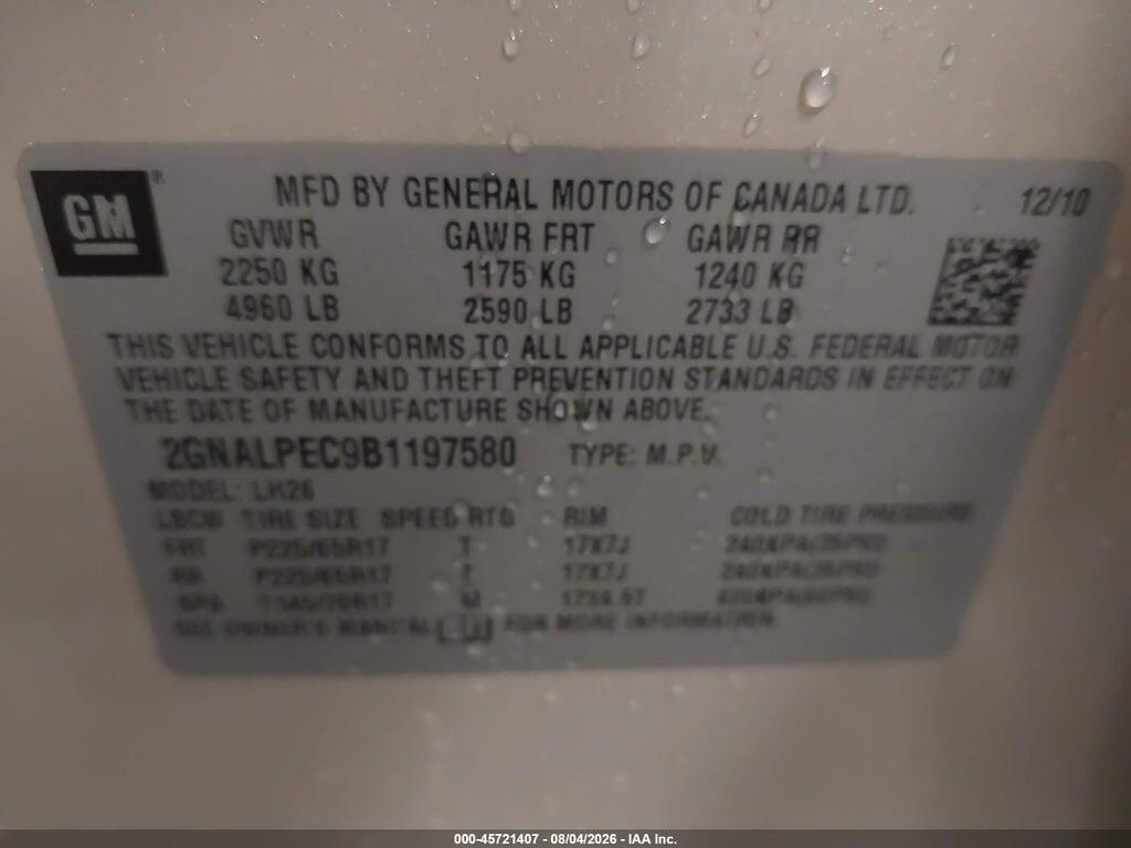 2GNALPEC9B1197580 2011 CHEVROLET EQUINOX photo no. 9