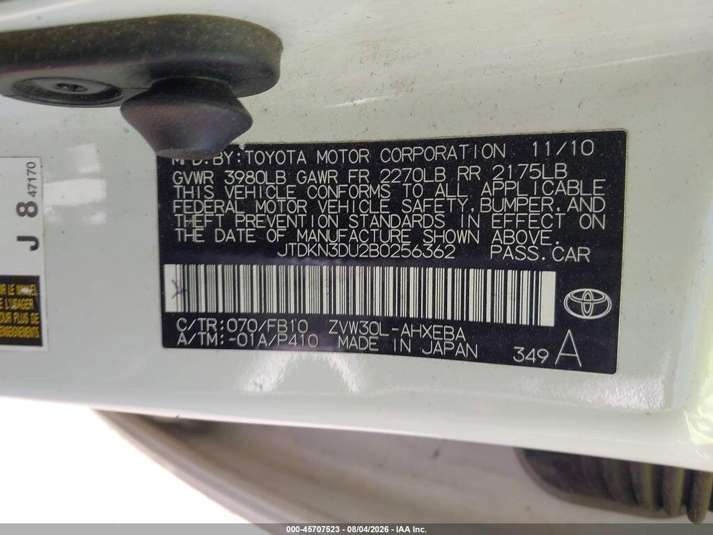 JTDKN3DU2B0256362 2011 TOYOTA PRIUS photo no. 9