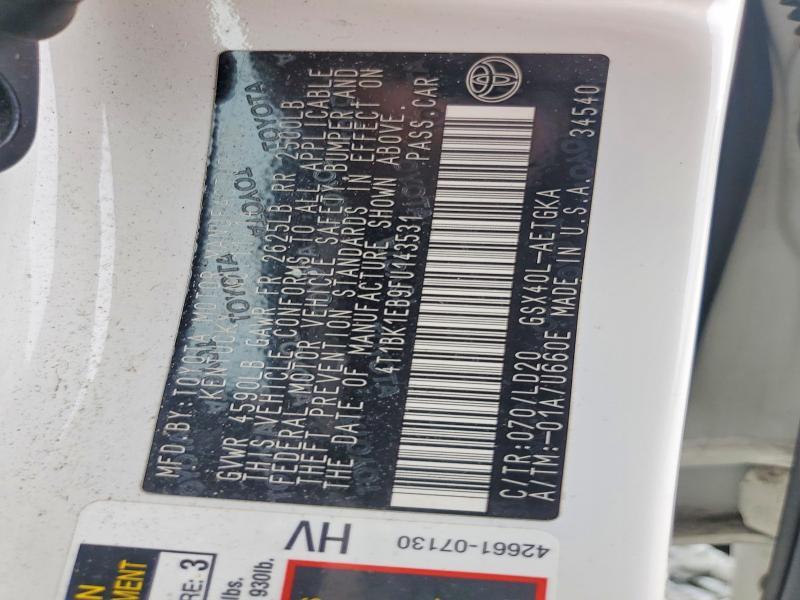 4T1BK1EB9FU143531 2015 TOYOTA AVALON photo no. 12