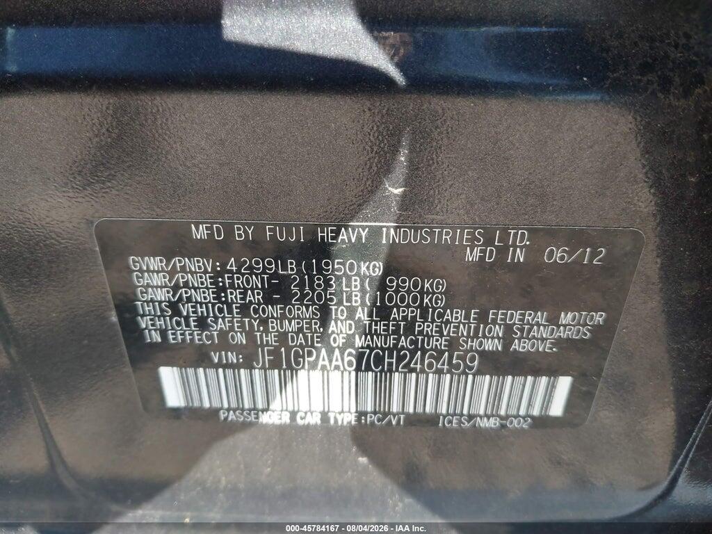 JF1GPAA67CH246459 2012 SUBARU IMPREZA photo no. 9