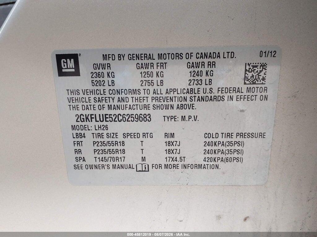 2GKFLUE52C6259683 2012 GMC TERRAIN photo no. 9