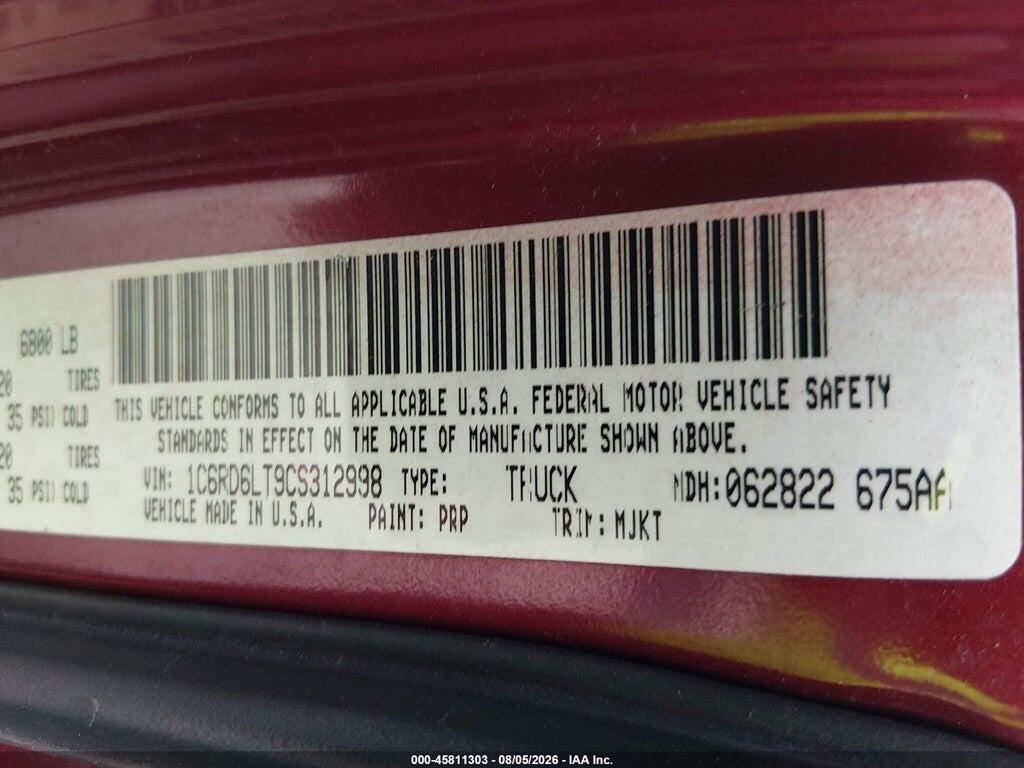 1C6RD6LT9CS312998 2012 RAM 1500 photo no. 9