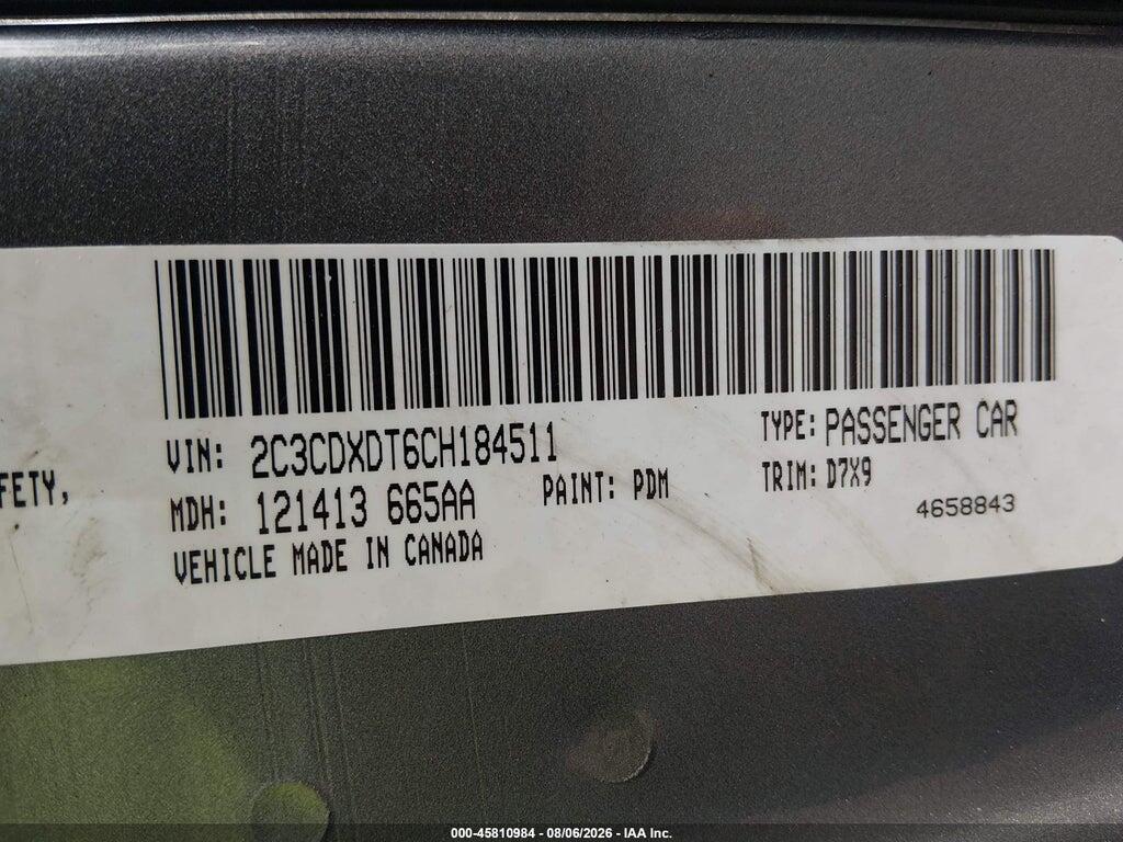 2C3CDXDT6CH184511 2012 DODGE CHARGER photo no. 9