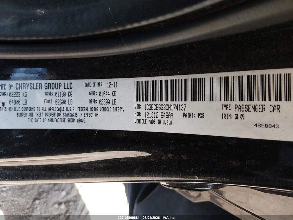 1C3BCBGG3CN174137 2012 CHRYSLER 200 photo no. 9