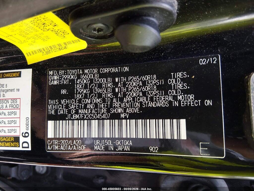JTJBM7FX2C5045407 2012 LEXUS GX 460 photo no. 9