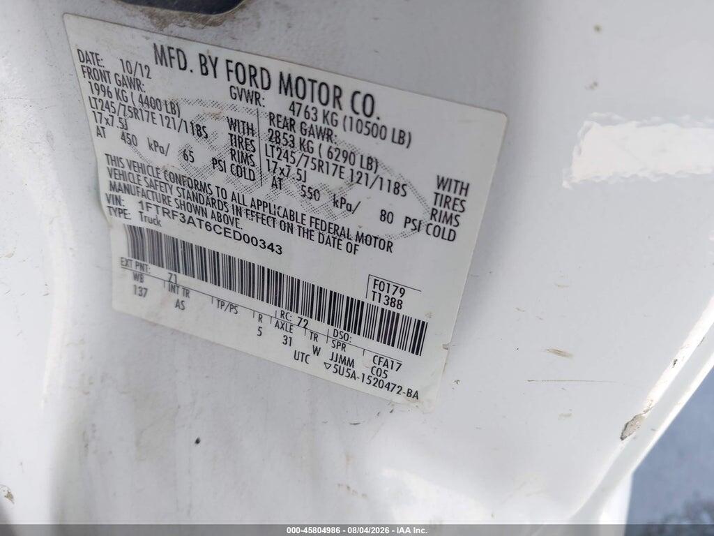 1FTRF3AT6CED00343 2012 FORD F-350 photo no. 8