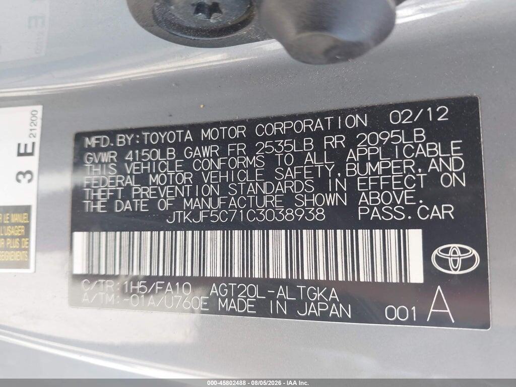 JTKJF5C71C3038938 2012 SCION TC photo no. 9