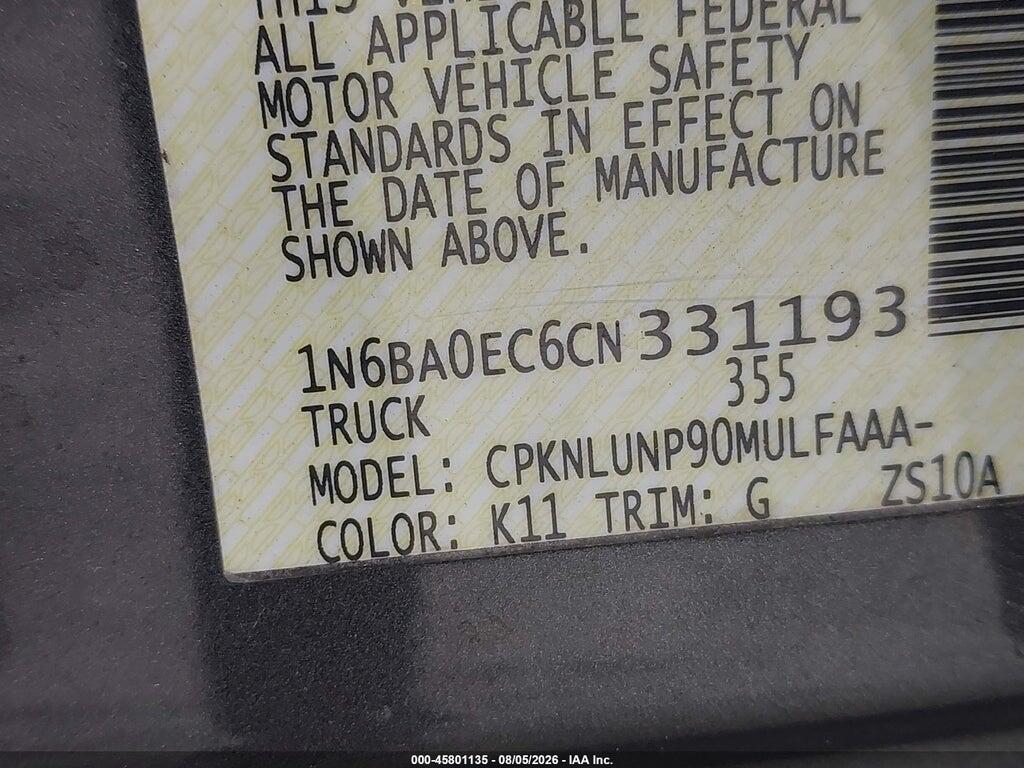 1N6BA0EC6CN331193 2012 NISSAN TITAN photo no. 9