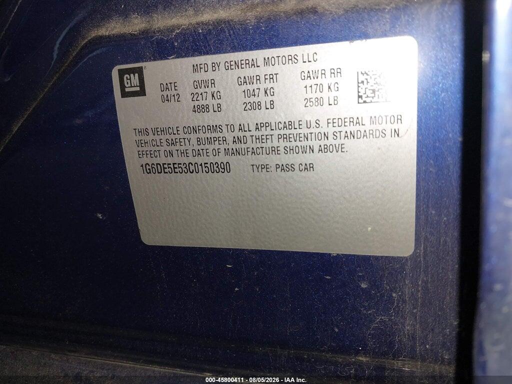 1G6DE5E53C0150390 2012 CADILLAC CTS photo no. 9