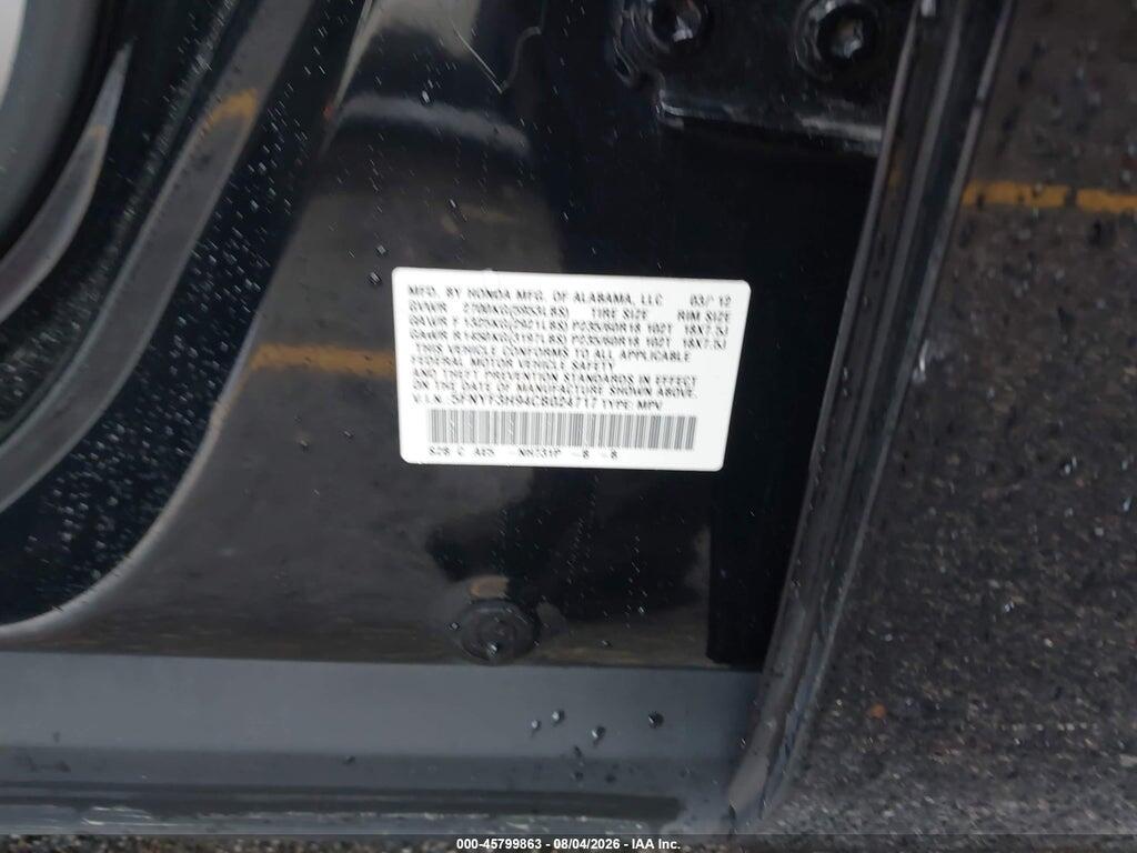 5FNYF3H94CB024717 2012 HONDA PILOT photo no. 9