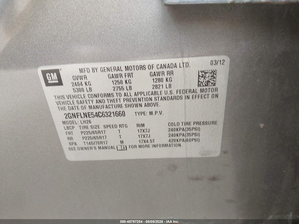 2GNFLNE54C6321660 2012 CHEVROLET EQUINOX photo no. 9