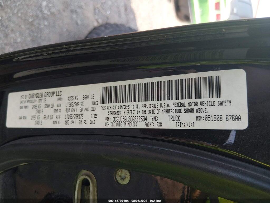 3C6UD5GL2CG222534 2012 RAM 2500 photo no. 9