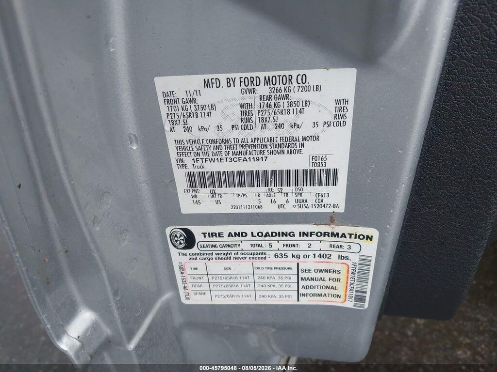 1FTFW1ET3CFA11917 2012 FORD F-150 photo no. 9