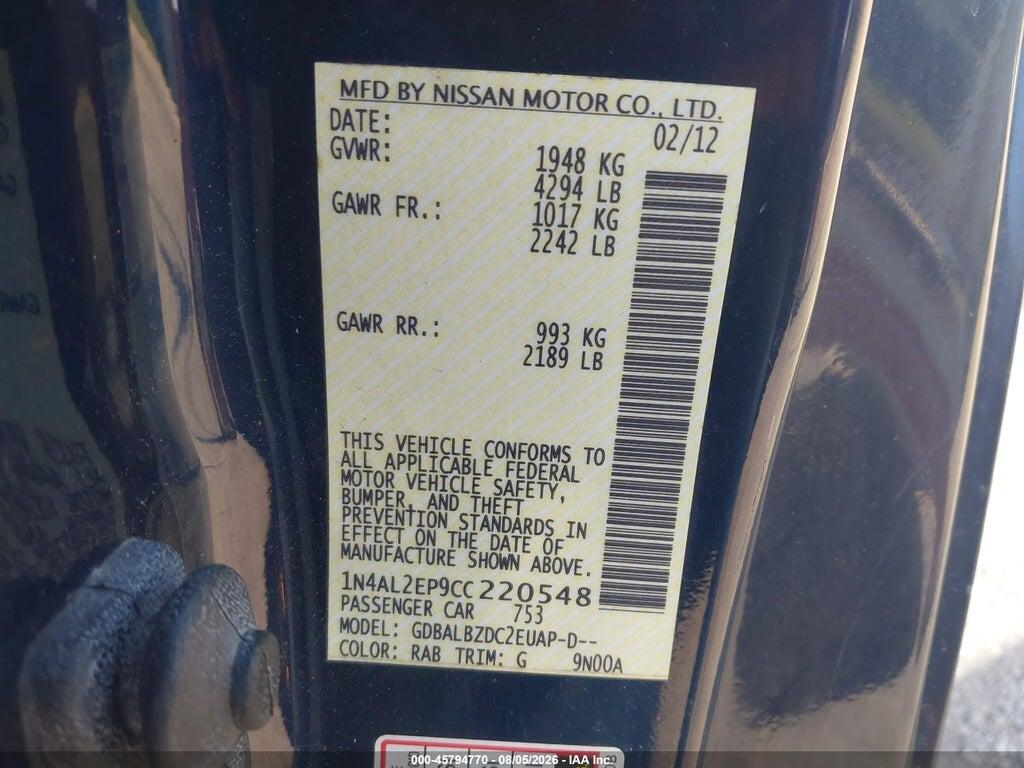 1N4AL2EP9CC220548 2012 NISSAN ALTIMA photo no. 9