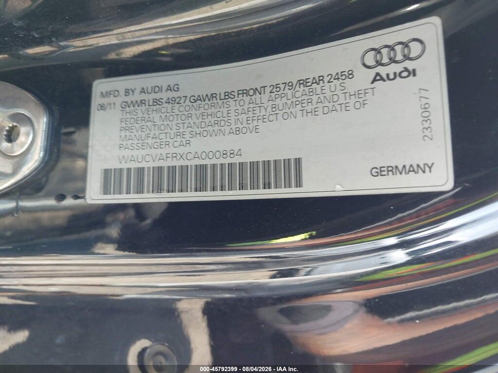 WAUCVAFRXCA000884 2012 AUDI S5 photo no. 9