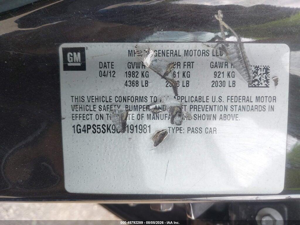 1G4PS5SK9C4191981 2012 BUICK VERANO photo no. 9