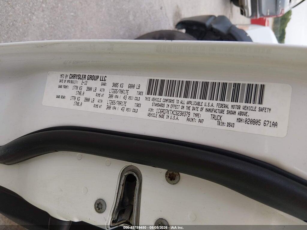 1C6RD7KTXCS230379 2012 RAM 1500 photo no. 9