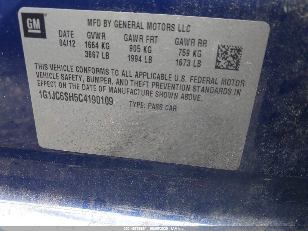 1G1JC6SH5C4190109 2012 CHEVROLET SONIC photo no. 9
