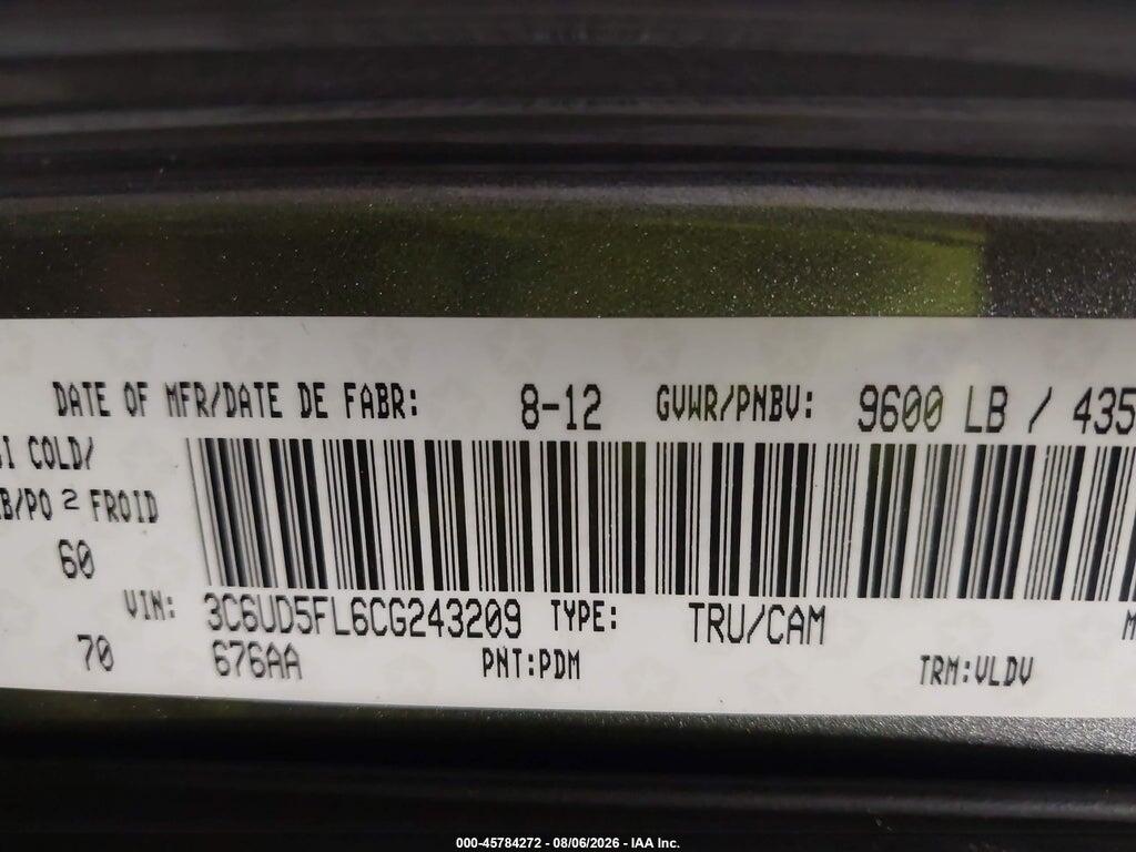 3C6UD5FL6CG243209 2012 RAM 2500 photo no. 9