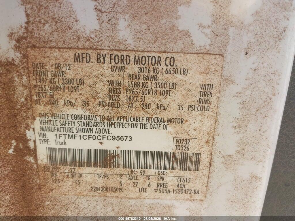 1FTMF1CF0CFC95673 2012 FORD F-150 photo no. 9