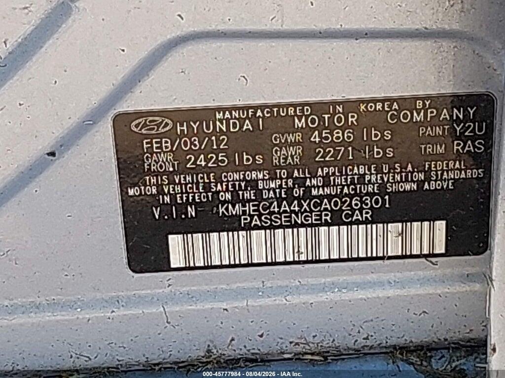 KMHEC4A4XCA026301 2012 HYUNDAI SONATA HYBRID photo no. 9