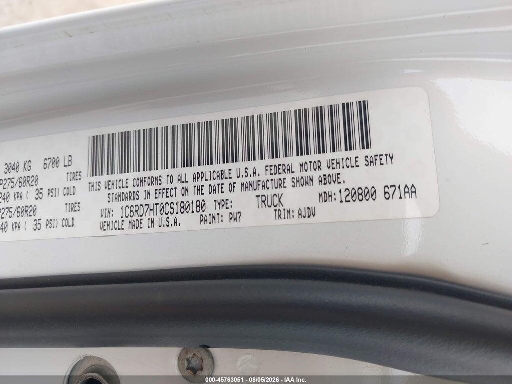 1C6RD7HT0CS180180 2012 RAM 1500 photo no. 9