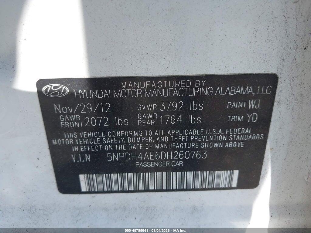 5NPDH4AE6DH260763 2013 HYUNDAI ELANTRA photo no. 9