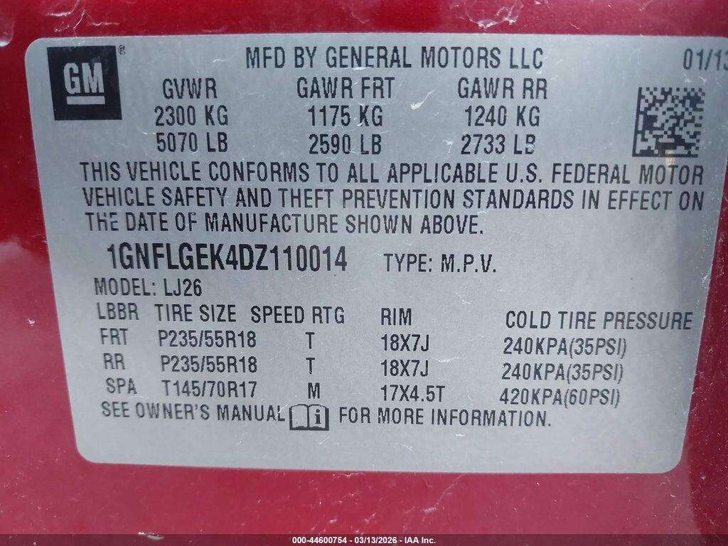 1GNFLGEK4DZ110014 2013 CHEVROLET EQUINOX photo no. 9