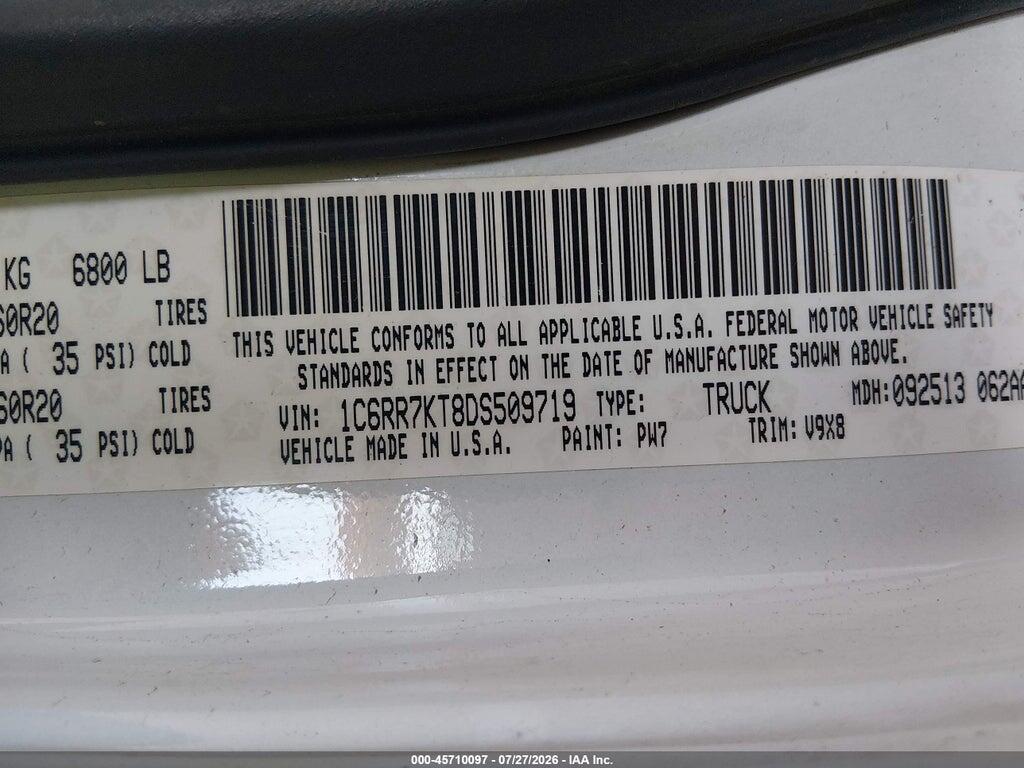1C6RR7KT8DS509719 2013 RAM 1500 photo no. 9