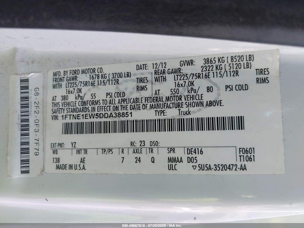1FTNE1EW5DDA38851 2013 FORD E-150 photo no. 9