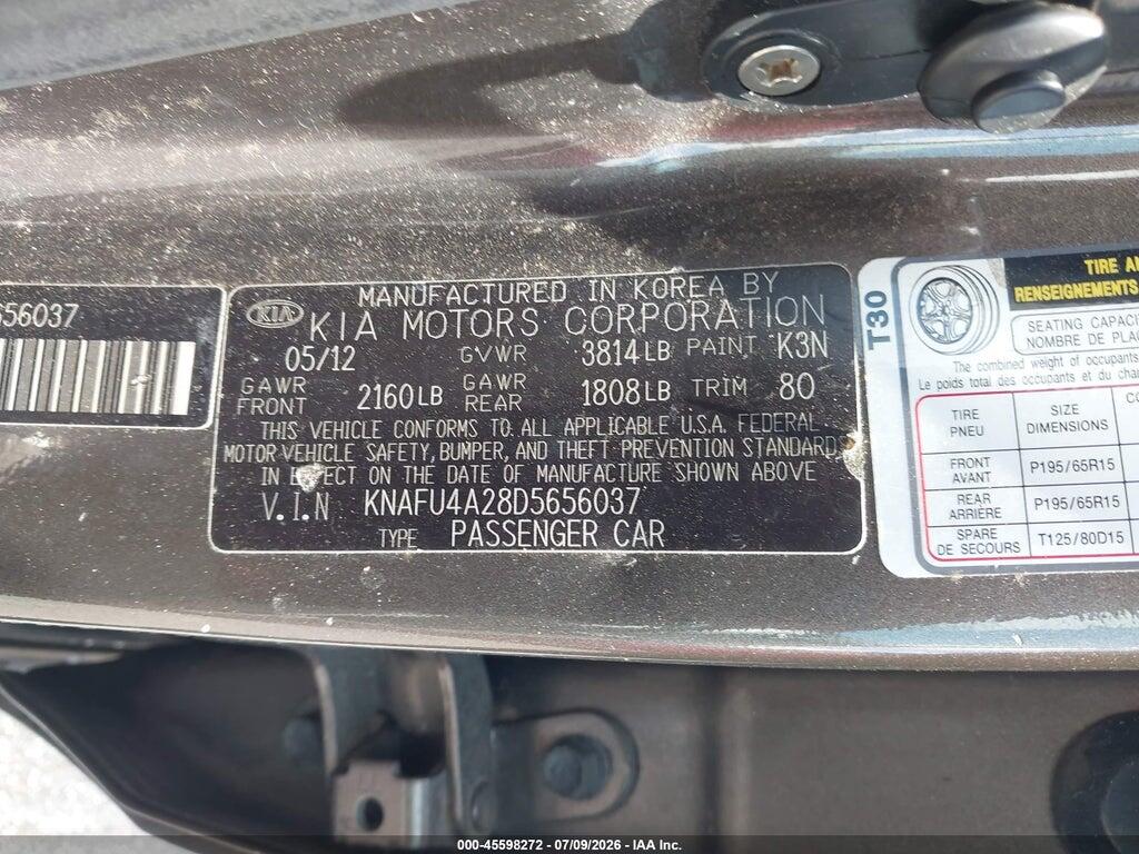 KNAFU4A28D5656037 2013 KIA FORTE photo no. 9
