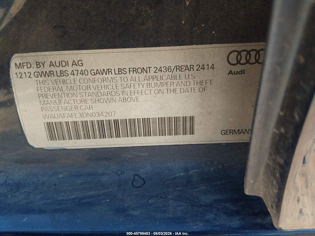 WAUAFAFL3DN034207 2013 AUDI A4 photo no. 9