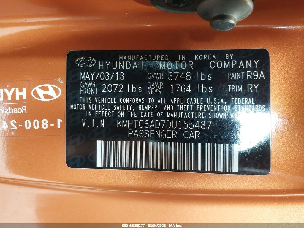 KMHTC6AD7DU155437 2013 HYUNDAI VELOSTER photo no. 9