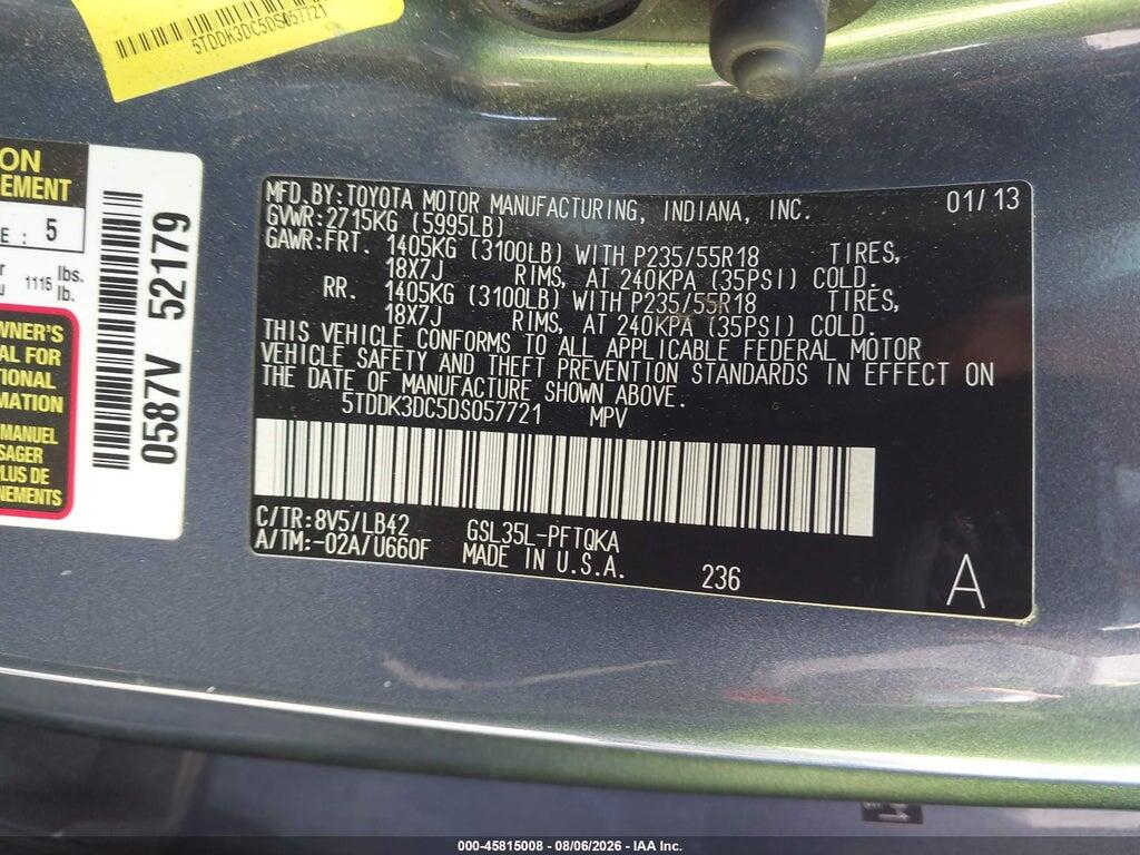 5TDDK3DC5DS057721 2013 TOYOTA SIENNA photo no. 9