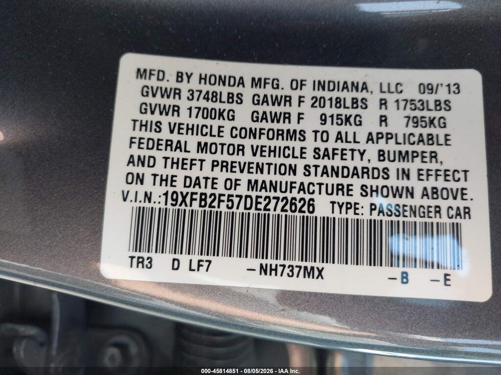 19XFB2F57DE272626 2013 HONDA CIVIC photo no. 9